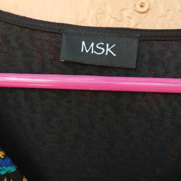 MSK Colorful Multi-Color Paisley Blouse Size L w/ Bell Sleeves - Picture 4 of 10